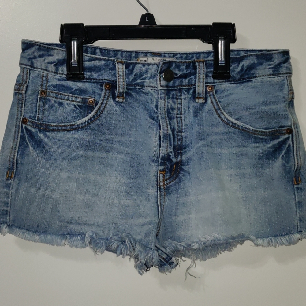 Button up Blue Jean Free People Shorts Sz 27